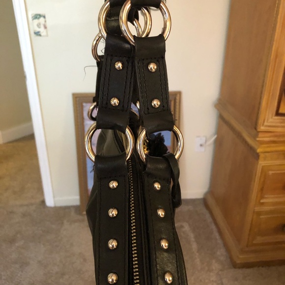 VIA SPIGA BLACK LEATHER HANDBAG VINTAGE FREE SHIPPING - Picture 3 of 10